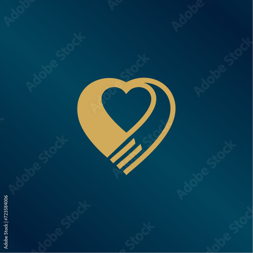 Heart vector symbol. Valentines day ribbon logotype. Abstract line medical health logo icon design.