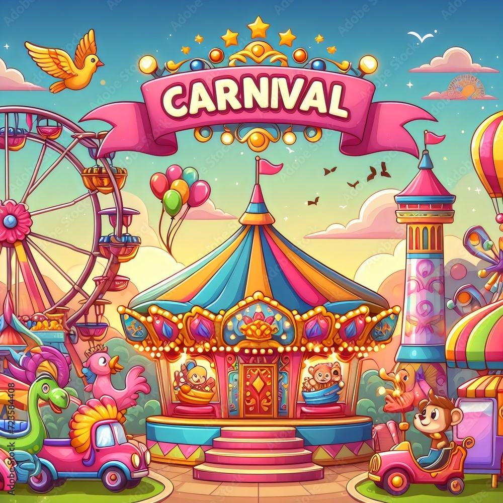 carnival with a Ferris wheel in the background Generative Ai carnival with a Ferris wheel in the background Generative Ai
