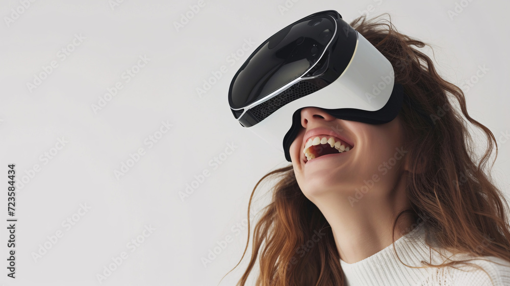 Woman wearing VR goggles Woman wearing VR goggles