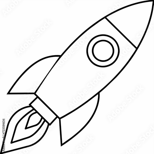 rocket black and white vector illustration for coloring book	