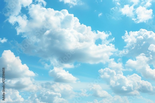 Sky blue square backdrop, with delicate white clouds drifting across in a realistic manner