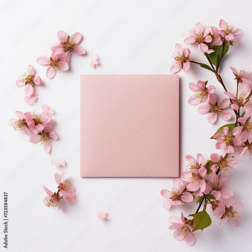 Fototapeta premium A Pink Heart-Shaped Frame with Flowers