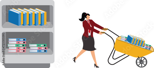 Book, Digitally Generated Image, Wheelbarrow, Businesswoman