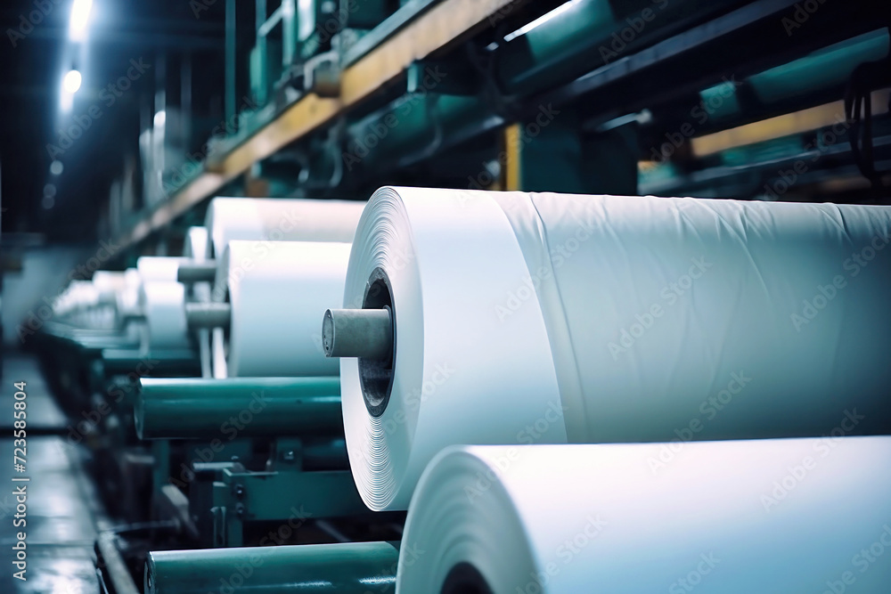 Equipment for paper production. Large plant for the production of paper and cardboard. Modern equipment. Equipment for paper production. Large plant for the production of paper and cardboard. Modern equipment.