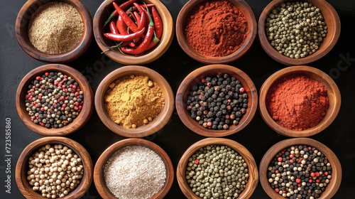 Assorted Spices in Bowls, A Flavorful Collection for Cooking