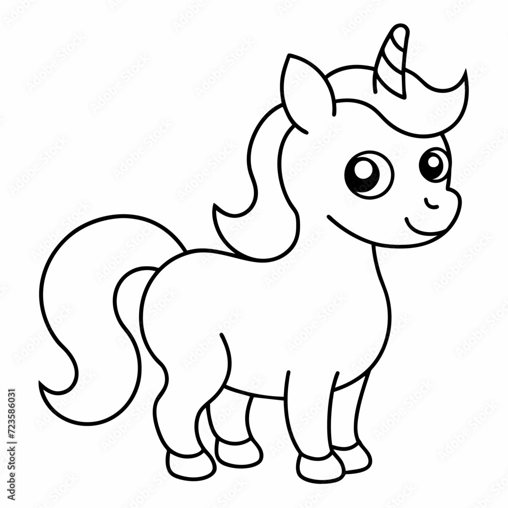 Fototapeta premium unicorn black and white vector illustration for coloring book 