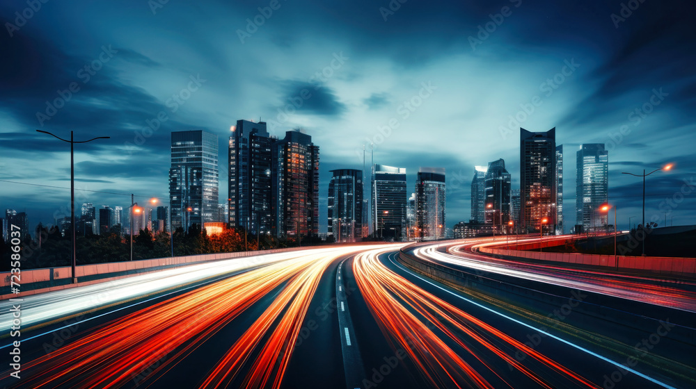 Bustling Night Traffic on City Street