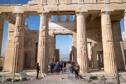 Propylaea gate on Athenian Acropolis in Athens, Greece