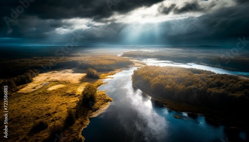 Conservation Horizons: Drone-Captured Views of a Breathtaking Nature Reserve, Showcasing Protected Habitats and Natural Beauty. Generative AI.