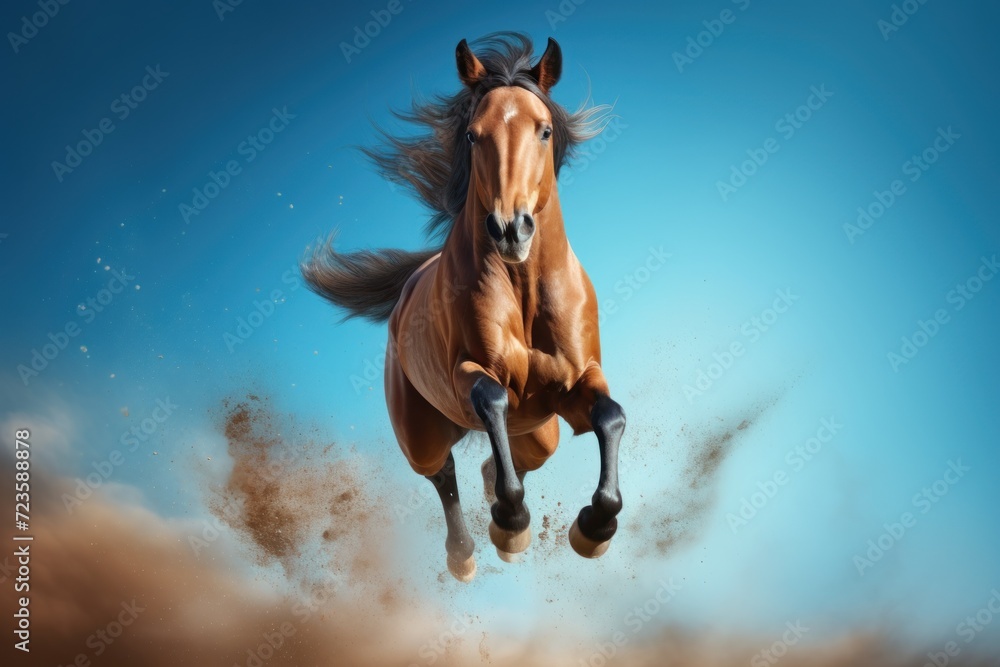 Fototapeta premium Happy horse jumping and having fun.