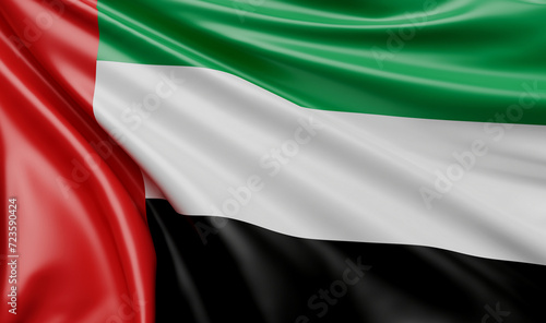 Closeup UAE United Arab Emirates Flag - 3D Render Illustration