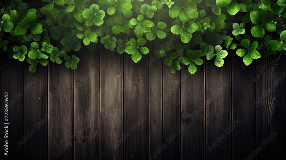 Lucky Irish Clover Motif on Wooden Fence Lucky Irish Clover Motif on Wooden Fence