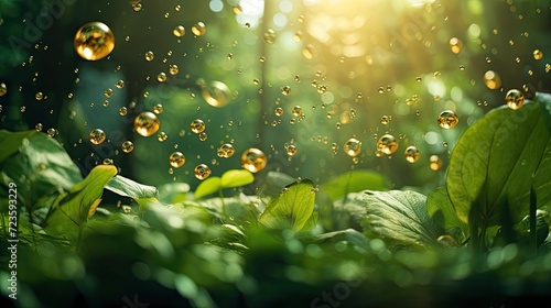 A Garden of Eden - Water Droplets and Green Leaves