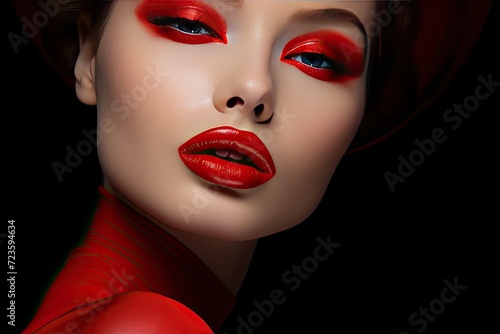 Beauty of individual lipstick shades contrasted with natural skin tone in bright red