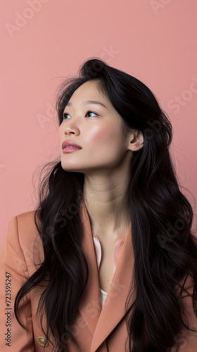 Young Asian businesswoman portrait with copy space for text background