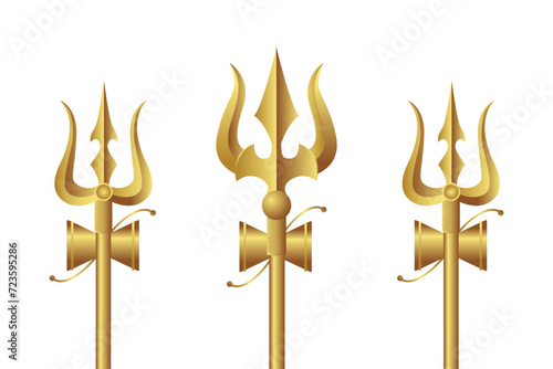 lord shiva weapon golden trishul vector