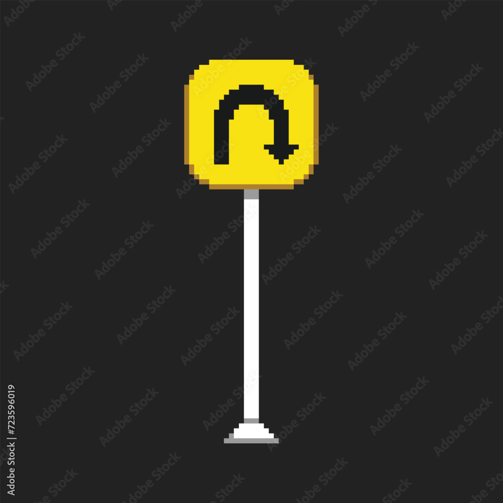 this road symbol in pixel art with simple color and black background ,this item good for presentations, stickers, icons, t shirt design,game asset,logo and your project. this road symbol in pixel art with simple color and black background ,this item good for presentations, stickers, icons, t shirt design,game asset,logo and your project.