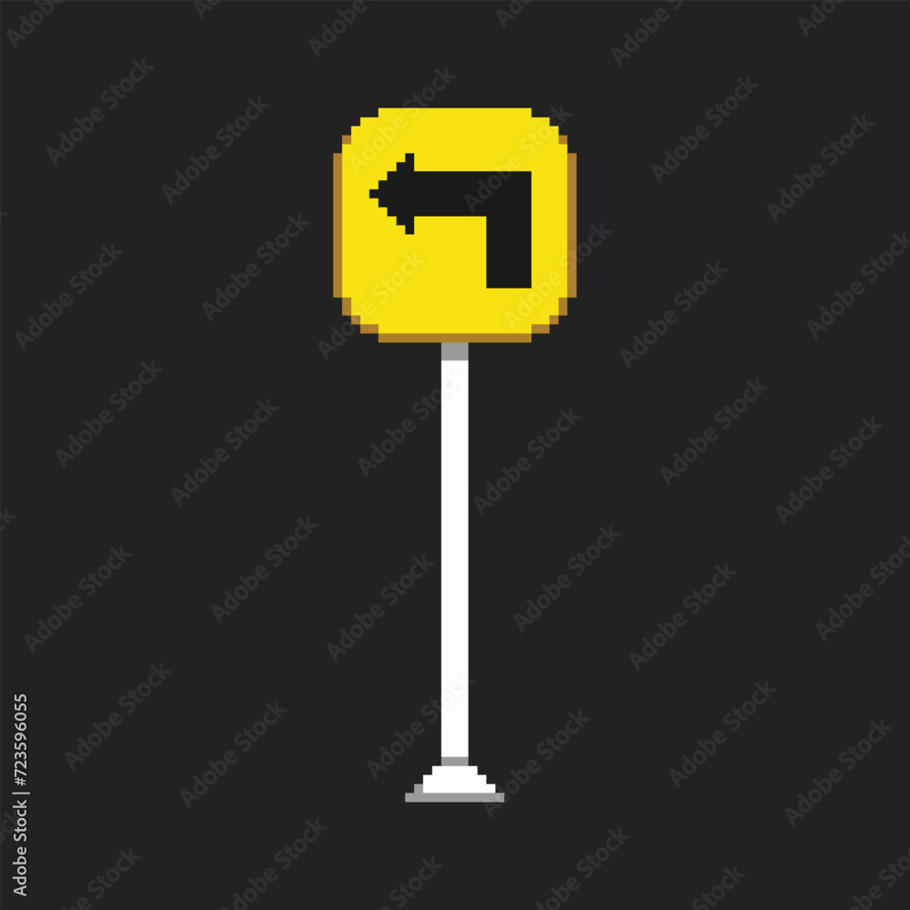 this road symbol in pixel art with simple color and black background ,this item good for presentations, stickers, icons, t shirt design,game asset,logo and your project.