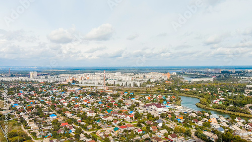 Volgograd, Russia. Krasnoarmeisky district. Cloudy weather, Aerial View © nikitamaykov