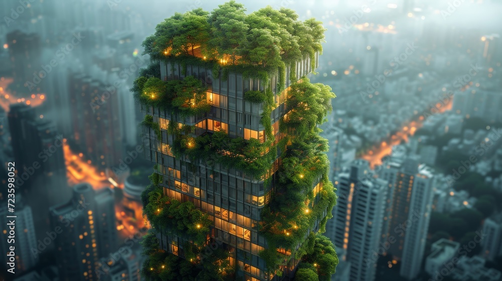 Obraz premium Eco-Friendly Skyscraper: Urban Oasis