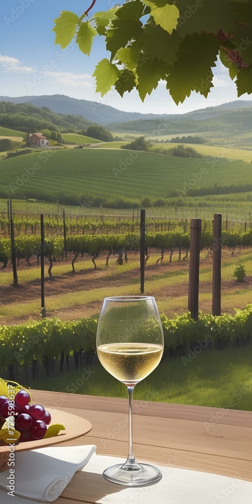 custom made wallpaper toronto digitalglass of wine on a vineyard, Generative AI