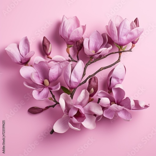purple magnolia flowers Magnolia Felix isolated on pink background © Jeerawut
