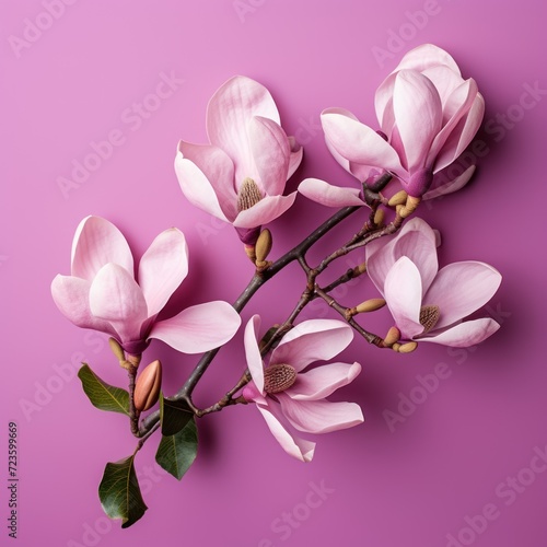 purple magnolia flowers Magnolia Felix isolated on pink background