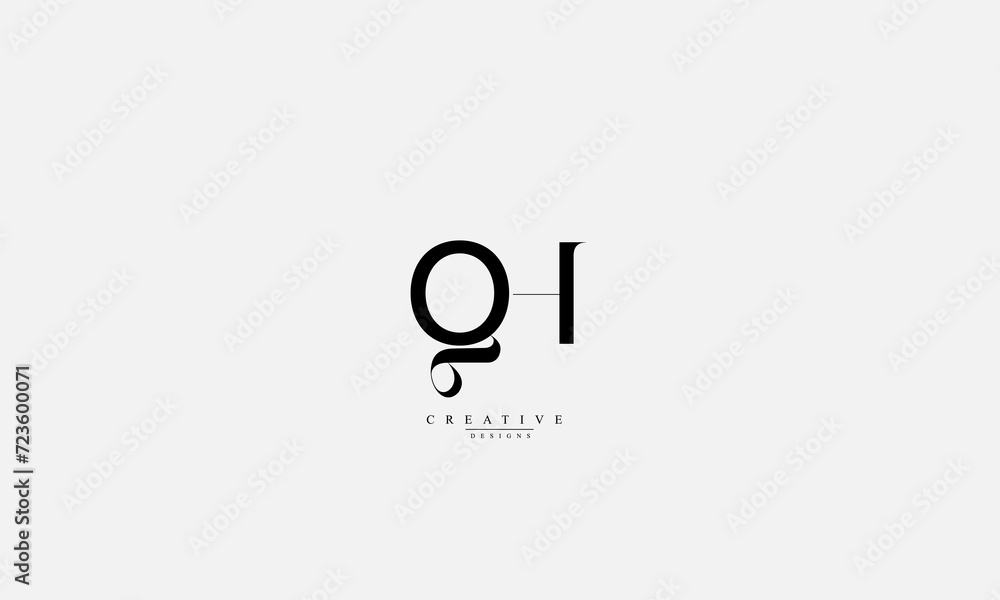 Alphabet letters Initials Monogram logo QH HQ Q H Alphabet letters Initials Monogram logo QH HQ Q H