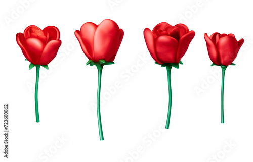 3d Red Rose Flower.3d illustration.,Red rose flower plastic 3d bouquet symbolism love romantic icon.