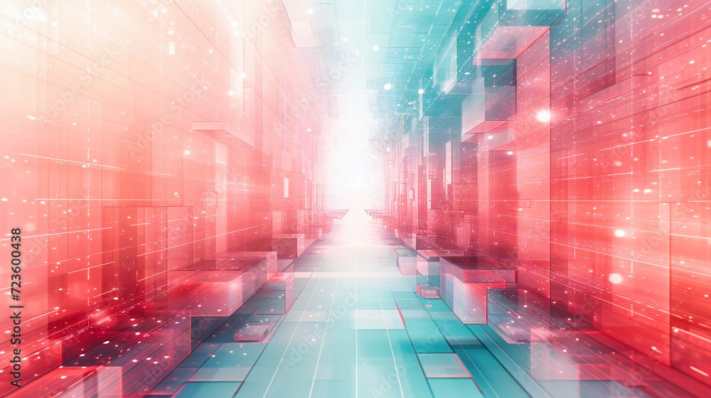 Fototapeta premium Modern Technology and Futuristic Space: Abstract Blue Background with Network and Cyber Concept