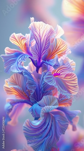 A Iris Bouquet wisteria flower  crafting a 3D masterpiece of natural artistry.