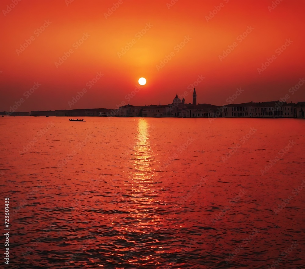 Venetian sunset gradient from gold to deep red