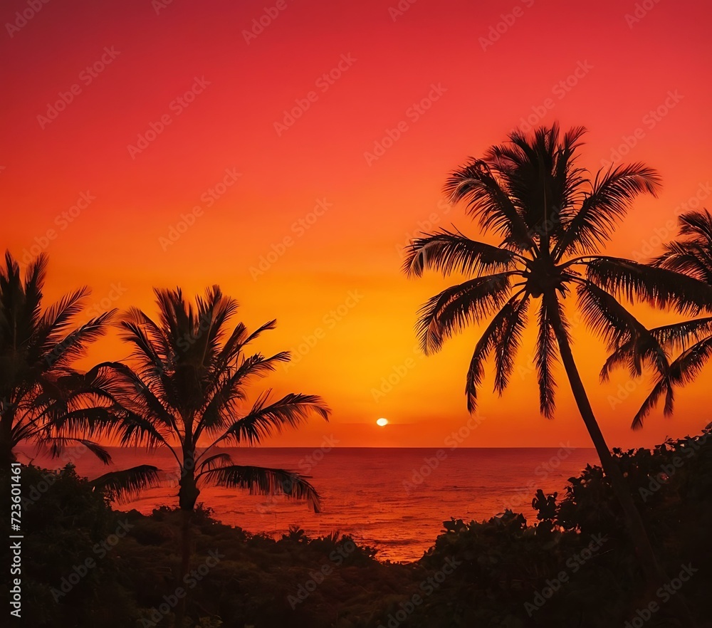 Tropical sunset gradient, mango yellow to fiery red