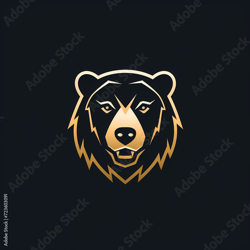 Bear Minimal Line Art Logo on a Black Background