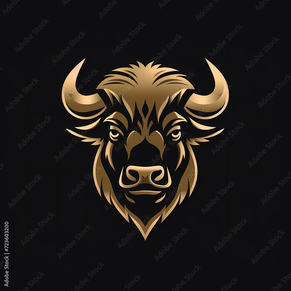 Bison Minimal Line Art Logo on a Black Background