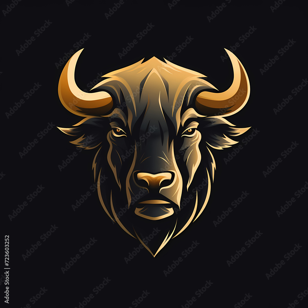 Bison Minimal Line Art Logo on a Black Background Bison Minimal Line Art Logo on a Black Background