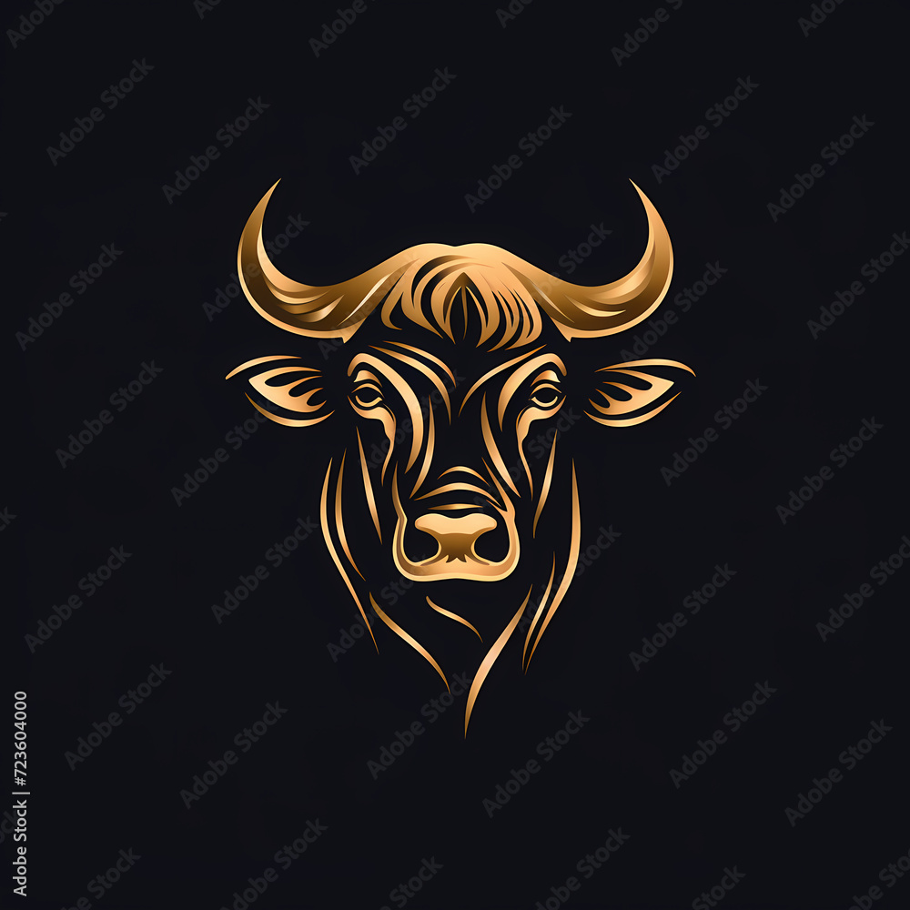Cow Minimal Line Art Logo on a Black Background Cow Minimal Line Art Logo on a Black Background