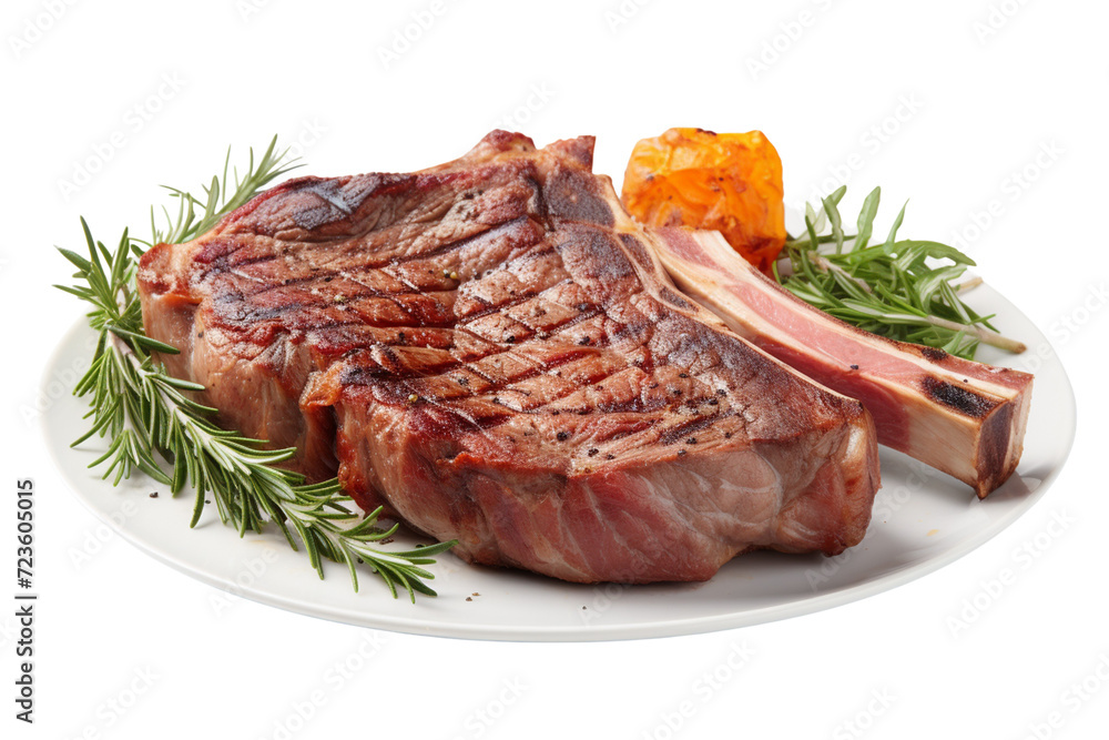Beef steak in plate png transparent background 