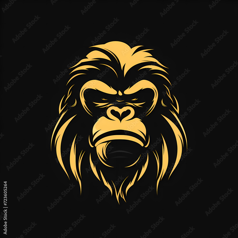 Gorilla Minimal Line Art Logo on a Black Background