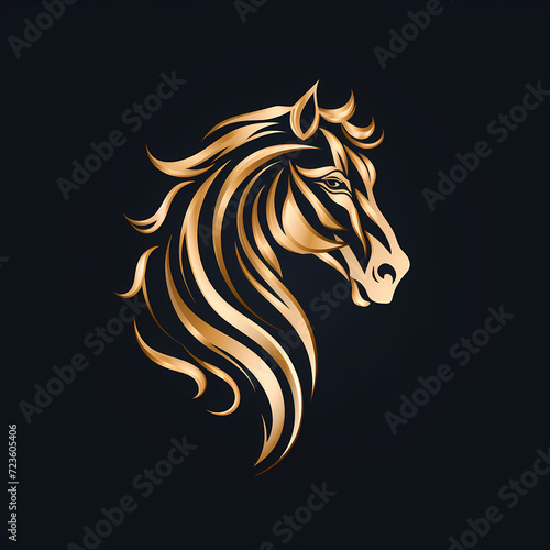 Horse Minimal Line Art Logo on a Black Background
