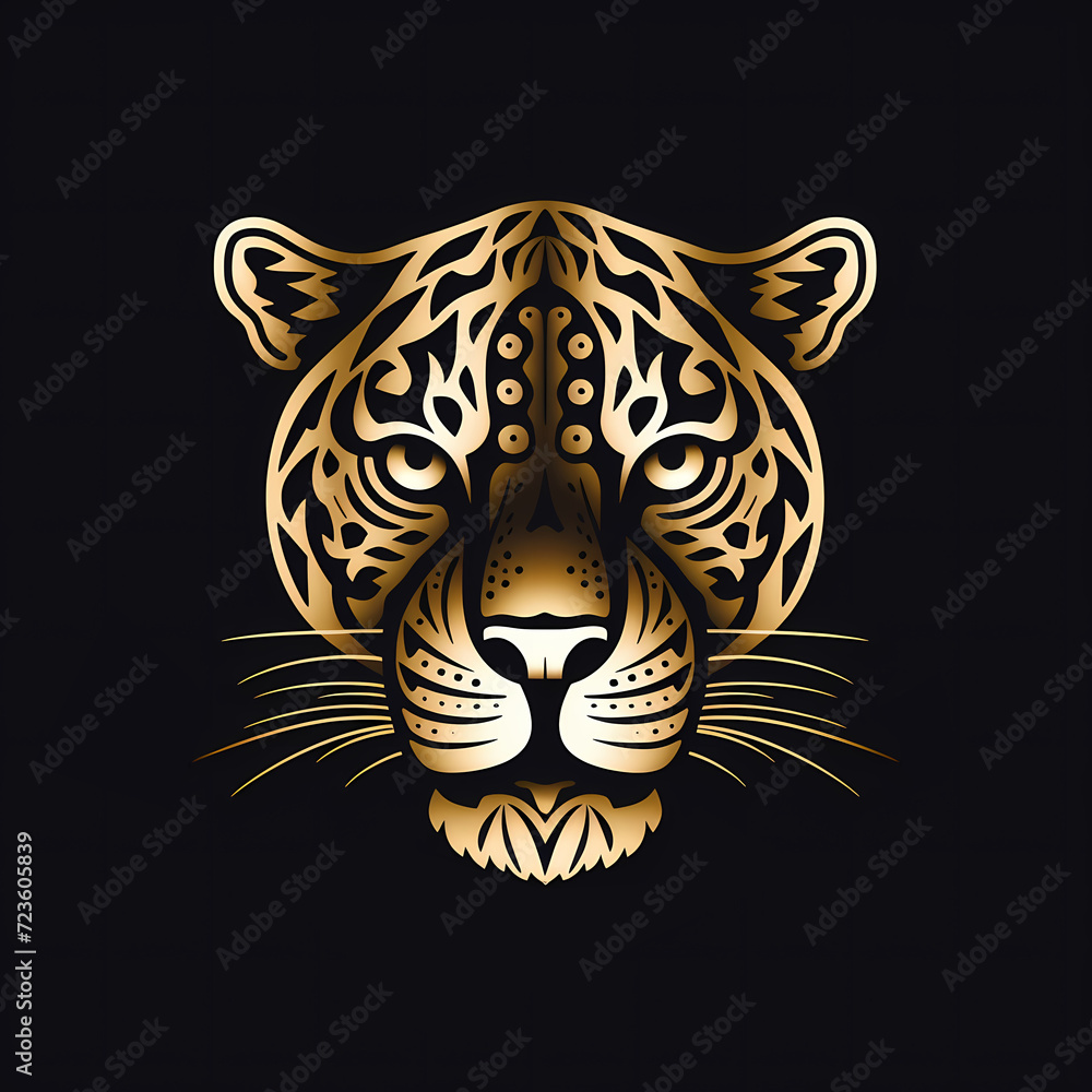 Leopard Minimal Line Art Logo on a Black Background Leopard Minimal Line Art Logo on a Black Background