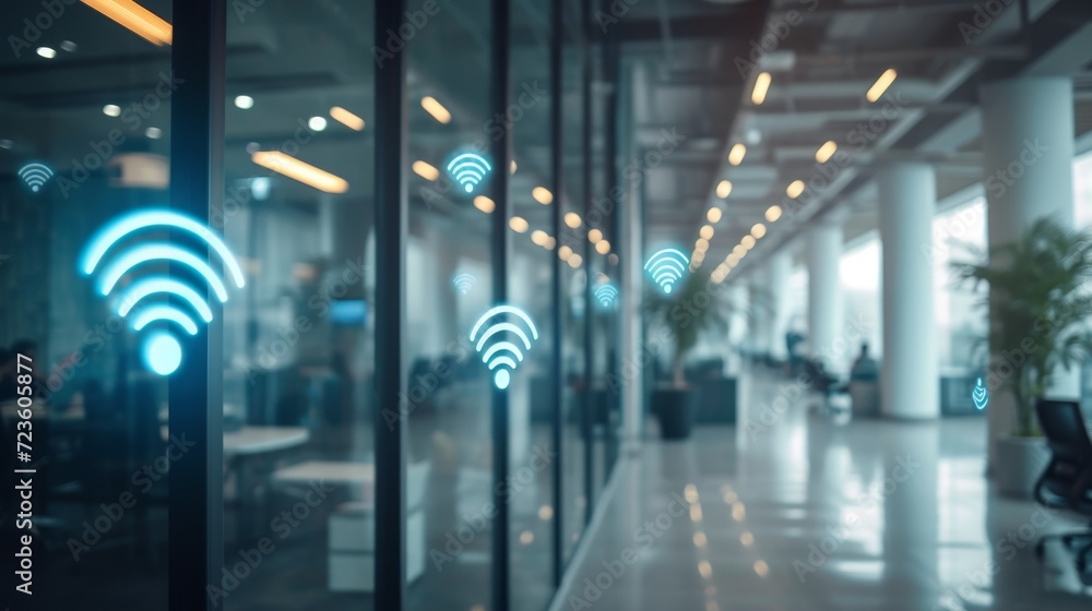 Fototapeta premium Tech-Enabled Workplace: Wireless Network Infrastructure