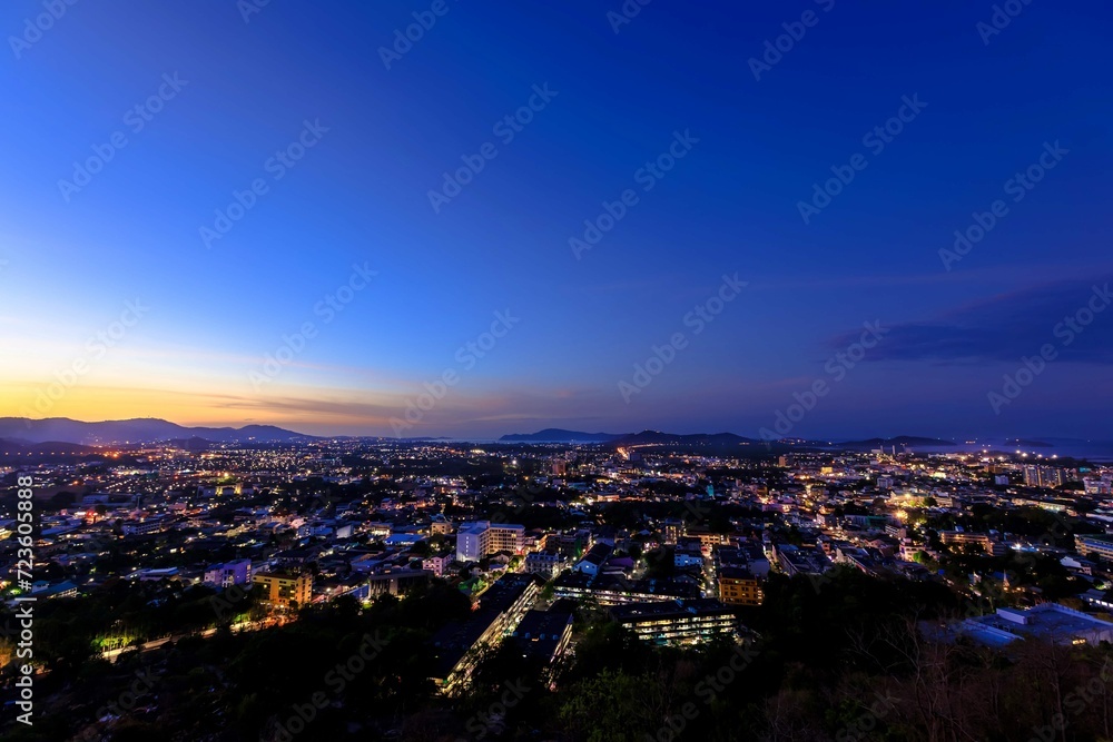 Phuket City Aerial Scenic View From Khao Rang Hill Park During Twilight 1