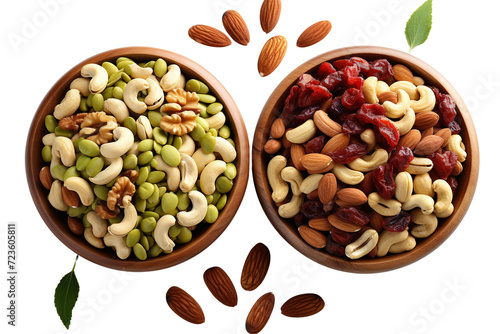 Mix nuts dried fruite in bowl png transparent background 