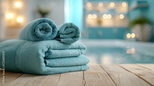 Turquoise spa towels
