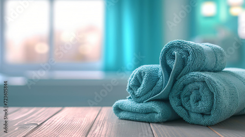 Turquoise spa towels