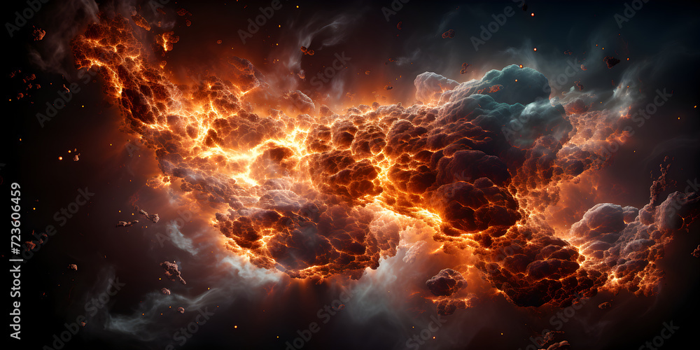Fire and smoke by collision in darkness