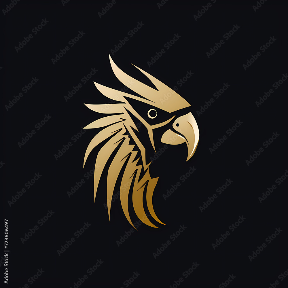 Parrot Minimal Line Art Logo on a Black Background