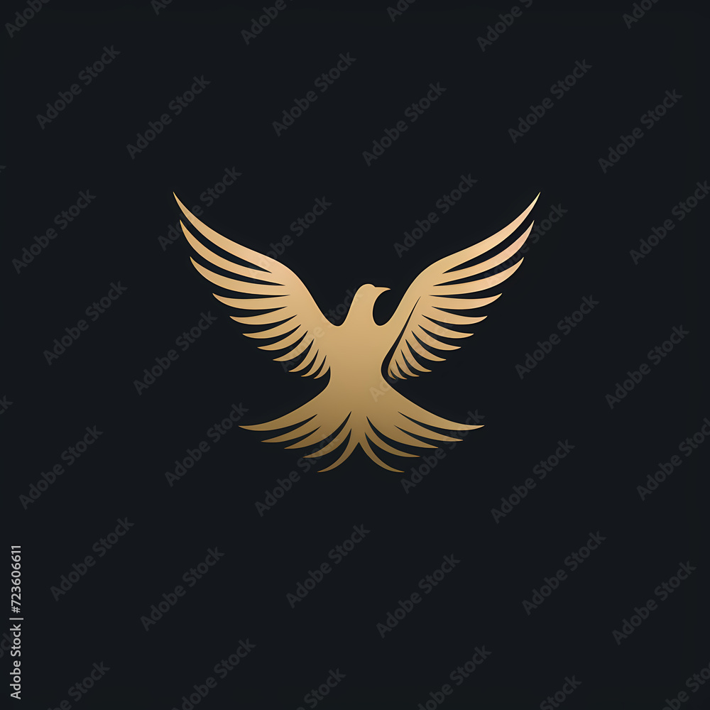 Fototapeta premium Pigeon Minimal Line Art Logo on a Black Background