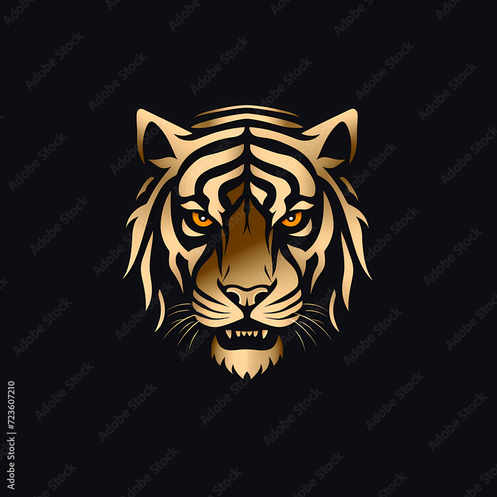 Tiger Minimal Line Art Logo on a Black Background Tiger Minimal Line Art Logo on a Black Background